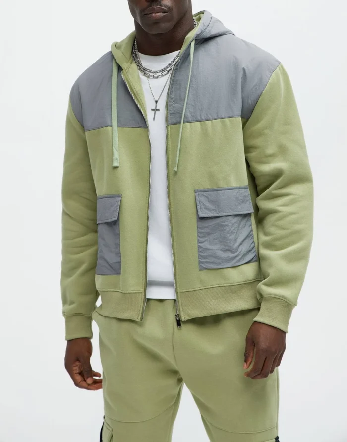 2-Piece Breathable Printed Colorblock Windbreaker Sportswear Set - Image 7