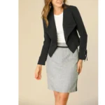 Open Front Long Sleeve Solid Pattern Woven Women's Office Blazer - Image 3